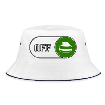 Curling-Modus - für einen Fan dieser Wintersportart - Bucket Hat - Weiß/Navy - Vorne