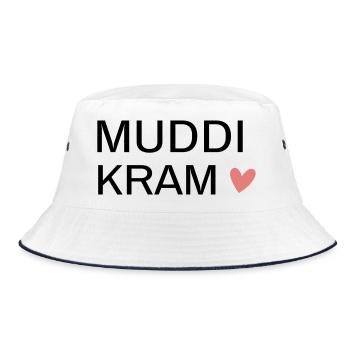 MUDDi KRAM! Personalisierbar - Bucket Hat - Weiß/Navy - Vorne