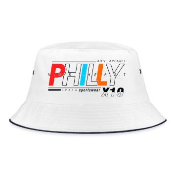 Abstract Geometric Pattern Design - Bucket Hat - white/navy - Front