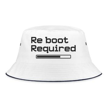 Reboot Required – Retro Gaming Style - Bucket Hat - white/navy - Front