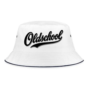 Oldschool Retro Logo T-Shirt - Bucket Hat - Weiß/Navy - Vorne