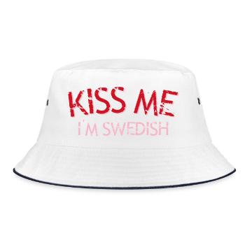 Kiss Me I’m Swedish Slogan Art - Bob - blanc/marine - Devant