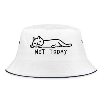 Katze Not Today Ich habe keine Lust - Bucket Hat - Weiß/Navy - Vorne