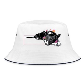 Border Collie III - Bucket Hat - white/navy - Front
