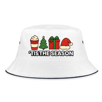 Es ist die Saison der festlichen Weihnachtscrew - Bucket Hat - Weiß/Navy - Vorne