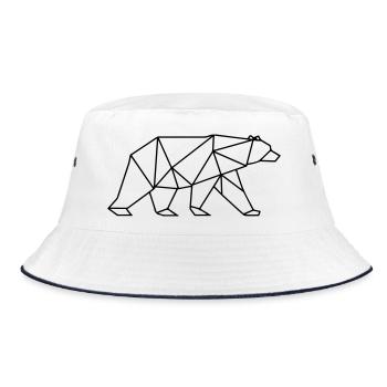 Bear Polygon - Bucket Hat - white/navy - Front