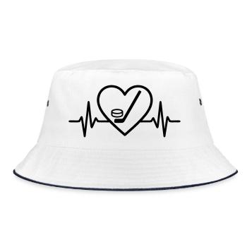 Herz Hockey – Leidenschaft Eishockey - Bucket Hat - Weiß/Navy - Vorne