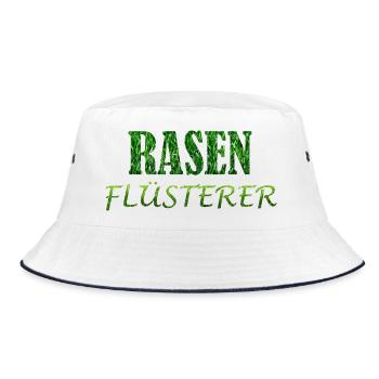 Rasenflüsterer Rasenpfleger Platzwart Greenkeeper - Bucket Hat - Weiß/Navy - Vorne