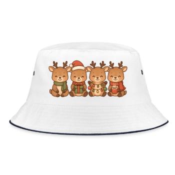 Hirsche für Kinder, Jungen und Mädchen, Weihnachte - Bucket Hat - Weiß/Navy - Vorne