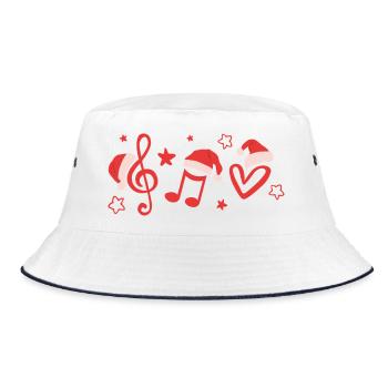Violinschlüssel Musiknoten mit Weihnachtsmützen - Bucket Hat - Weiß/Navy - Vorne