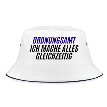 Ordnungssamt Blau Typo - Bucket Hat - white/navy - Front