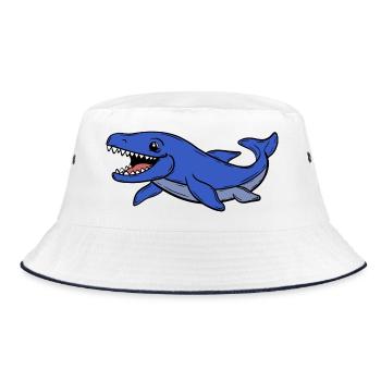 Dino - Bucket Hat - Weiß/Navy - Vorne
