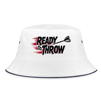 Ready to throw Dartsport Profi Outfit - Bucket Hat - Weiß/Navy - Vorne