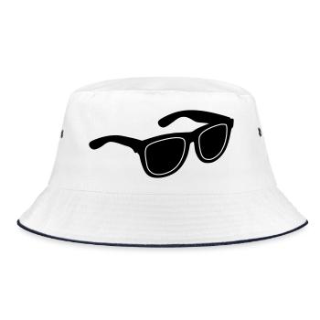 Sonnenbrille - Bucket Hat - Weiß/Navy - Vorne