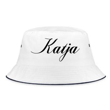 Katja Name - Bucket Hat - Weiß/Navy - Vorne