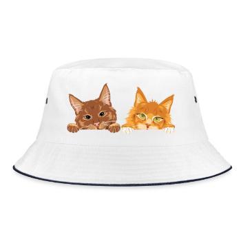 Peeking_cute_two_ginger_cats - Bucket Hat - Weiß/Navy - Vorne