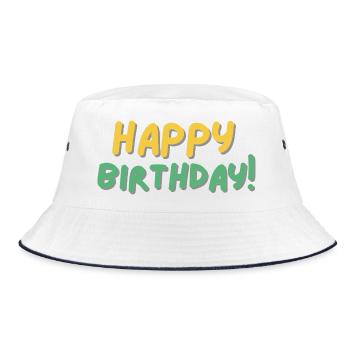 Happy Birthday - Bucket Hat - Weiß/Navy - Vorne