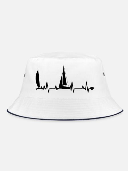 Segelboot - Bucket Hat - Weiß/Navy