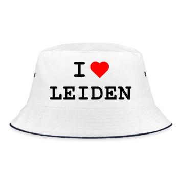 Ich liebe Leiden - I love Leiden - Bucket Hat - Weiß/Navy - Vorne