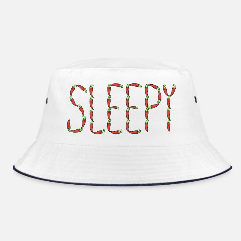Chilischoten schläfrig - Bucket Hat - Weiß/Navy