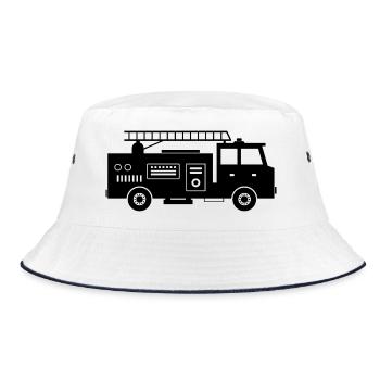 Feuerwehrauto - Bucket Hat - Weiß/Navy - Vorne