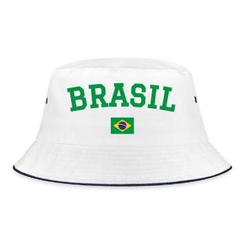 Brazil Flag Design Green - Bucket Hat - white/navy - Front