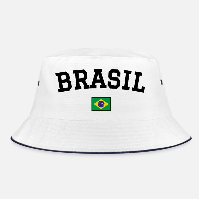 Brazil Flag Design Black Bucket Hat