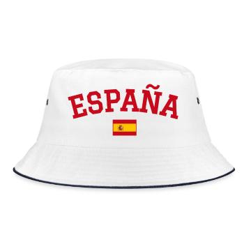 Spanien Flagge Design Rot - Bucket Hat - Weiß/Navy - Vorne