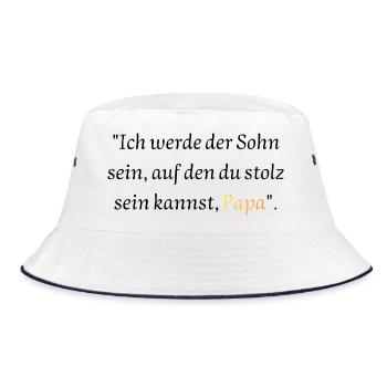 Versprechen an Papa: Stolzer Sohn - Bucket Hat - Weiß/Navy - Vorne