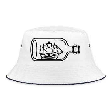 Schiff in der Flasche - Bucket Hat - Weiß/Navy - Vorne