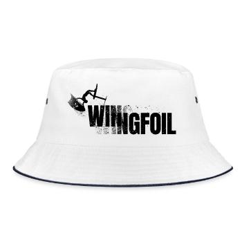 Wingfoiler mit Schriftzug - Bucket Hat - Weiß/Navy - Vorne