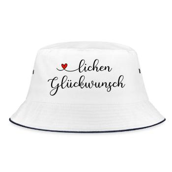 herzlichen Glückwunsch - Bucket Hat - Weiß/Navy - Vorne