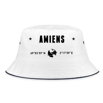 Amiens France GPS Coordinates Globe - Bucket Hat - white/navy - Front