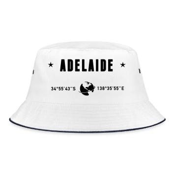 Adelaide Australia Coordinates Gps Globe - Bucket Hat - white/navy - Front
