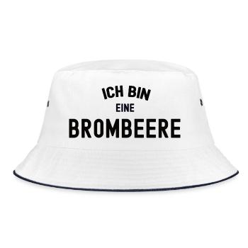 ICH BIN EINE BROMBEERE lila Karneval Kostüm Beere - Bucket Hat - Weiß/Navy - Vorne