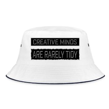 Creative Minds Are Rarely Tidy Funny Creative Logo - Bucket Hat - white/navy - Front