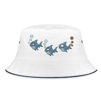 Lustiges Hai-Trio - Bucket Hat - Weiß/Navy - Vorne