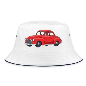 Red retro car - Bucket Hat - white/navy - Front