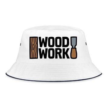Wood Work Lettering Logo - Bucket Hat - white/navy - Front