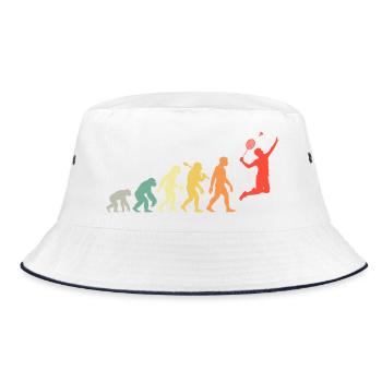 Badminton Evolution Badmintonspieler Smash Retro - Bucket Hat - Weiß/Navy - Vorne