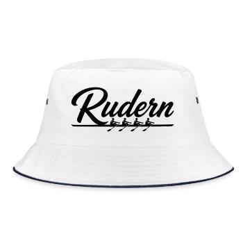Rudern - Rennvierer - Ruderer - Ruderin - Regatta - Bucket Hat - Weiß/Navy - Vorne