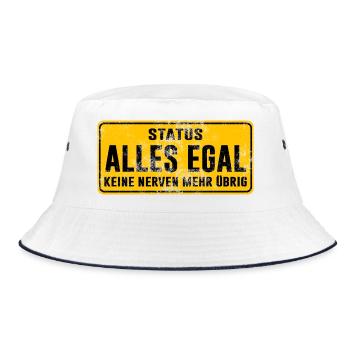 Status: Alles Egal – Keine Nerven Mehr - Bucket Hat - Weiß/Navy - Vorne