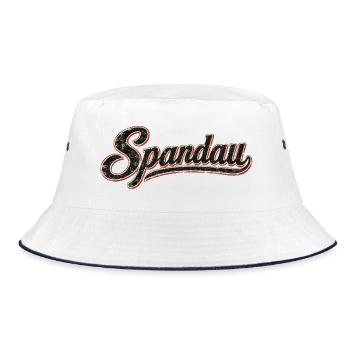 Spandau - Vintage Slogan - Berlin - Bezirk - Bucket Hat - Weiß/Navy - Vorne