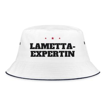 Lametta-Expertin – Weihnachtsspruch - Bucket Hat - Weiß/Navy - Vorne
