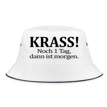 Noch 1 Tag dann ist morgen Lustiger Spruch Humor - Bucket Hat - Weiß/Navy - Vorne