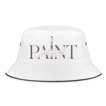 Male deine Gefühle – Kreativität & Kunst - Paint - Bucket Hat - Weiß/Navy - Vorne