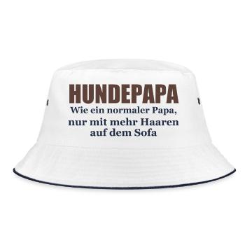 Hundepapa – Wie ein normaler Papa - Bucket Hat - Weiß/Navy - Vorne