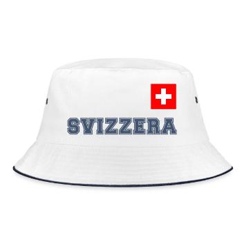 SVIZZERA - SCHWEIZ Trikot Look - mit Fahne Flagge - Bucket Hat - Weiß/Navy - Vorne