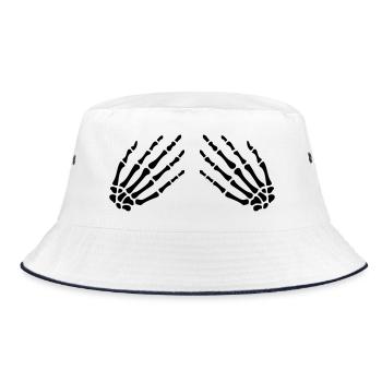 skelet_hand_vector - Bucket Hat - Weiß/Navy - Vorne