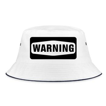 Warning - Bucket Hat - Weiß/Navy - Vorne